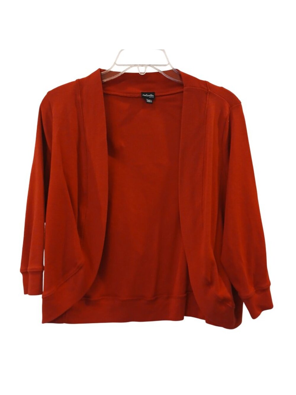 Rafaella Petite Open-Front Red Cardigan Sweater PS 100% Cotton 3/4 Sleeve #D-23